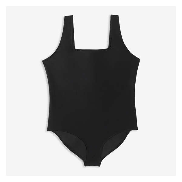 Women+ Square Neck Swimsuit - JF Black